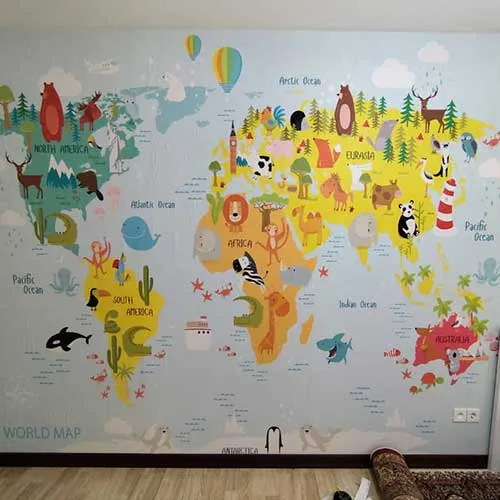 نصب کاغذ دیواری در اتاق بازی کودک