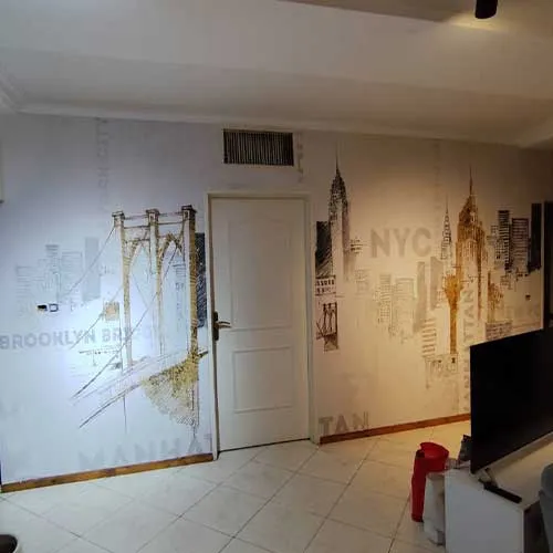 نصب کاغذ دیواری پذیرایی ساده