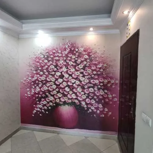 نصب کاغذ دیواری صورتی پاستلی