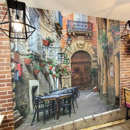 نصب کاغذ دیواری طرح آجر