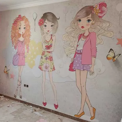 نصب کاغذ دیواری اتاق کودک دخترانه